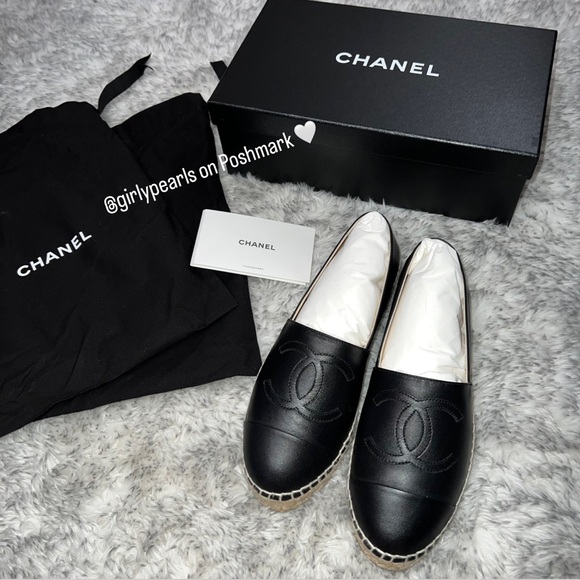 Chanel Espadrilles Lambskin Black NEW Size US 7 / EU 37 - Picture 1 of 16